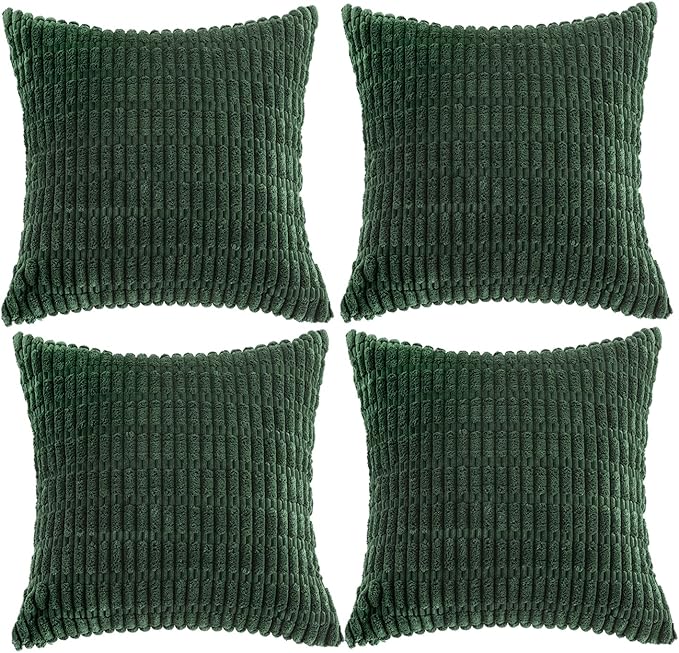 Fancy Homi 4 Packs Decorative Throw Pillow Covers for Living Room Couch Bed, Modern Farmhouse Boho Home Décor Accent Cushion Case, 20" x 20" (Pack of 4), Forest Green