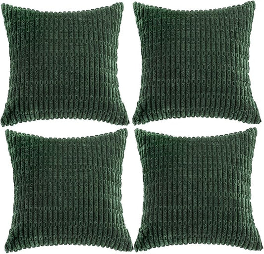 Fancy Homi 4 Packs Decorative Throw Pillow Covers for Living Room Couch Bed, Modern Farmhouse Boho Home Décor Accent Cushion Case, 20" x 20" (Pack of 4), Forest Green