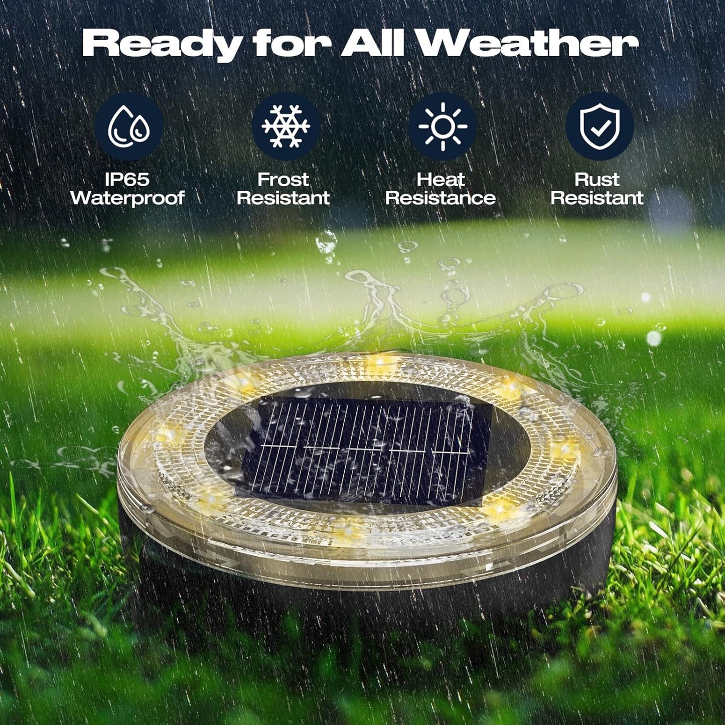 Mini Outdoor Solar Lights，8 Pack Solar Garden Light for Outside IP65 Waterproof, 8 LED Disc Landscape Lighting for Garden Yard Driveway Walkway Poolside Deck Lawn Patio，Warm White