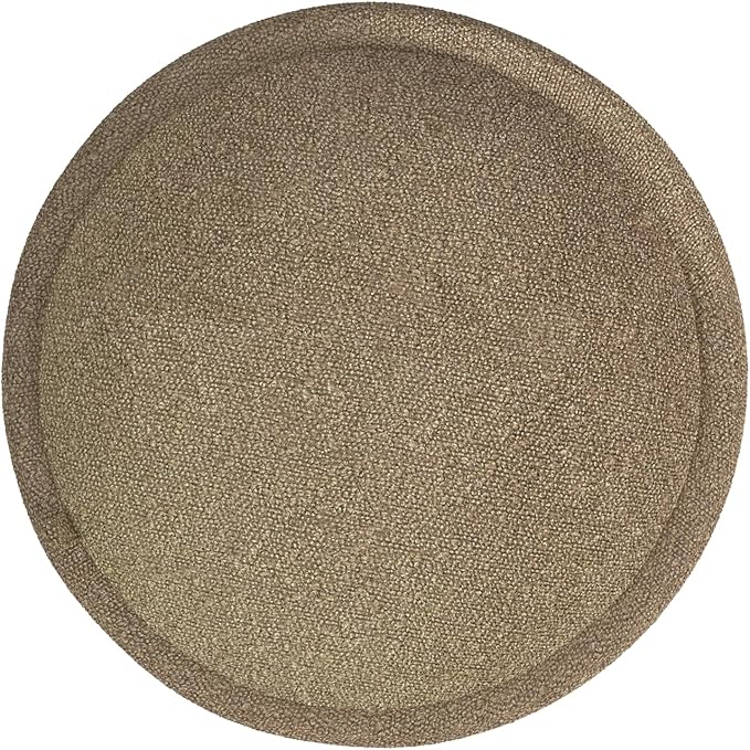 HomePop Storage Round Ottoman with Removable Lid |Homepop Home Décor|Upholstered Round Foot Rest Ottoman - Brown Boucle