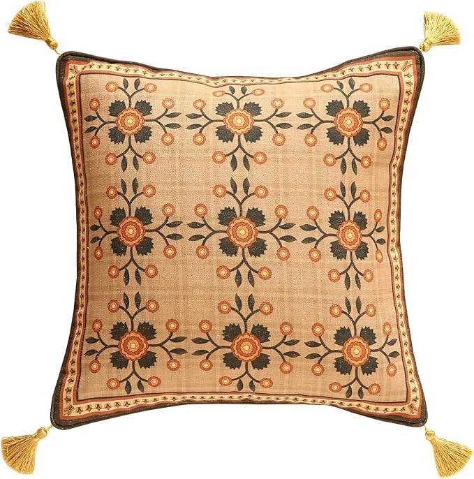 bilin gaier Designer French Linen Throw Pillow Cover,18"x18"-Seville B | Vintage Elegant Cottage Pillow Cover,Concealed Zipper,Sofas,Bedroom,Living Room,Lounge Chairs,All Season Home Decor