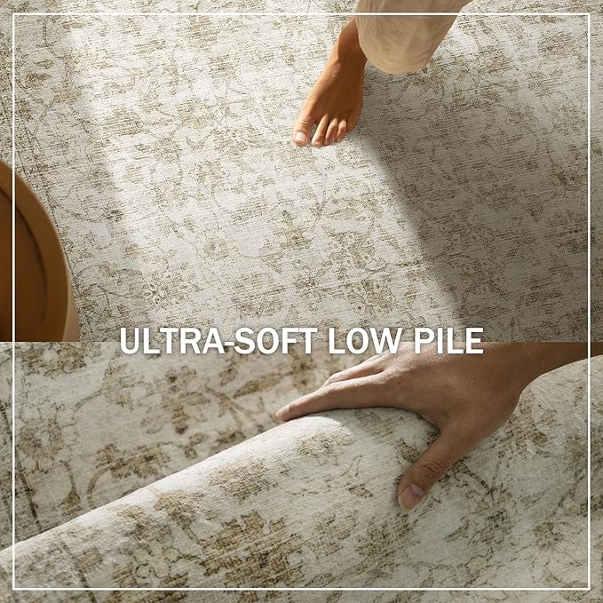 Washable Kitchen Rug Runners for Hallways: 2'6"x8' Bedroom Runner Rug Non Slip Low-Pile Stain Resistant Soft Carpet Runner for Indoor Entryway Hallways Kitchen Laundry Room Beside Farmhouse