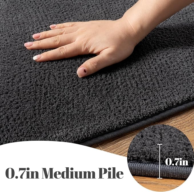qulint Modern Rug for Living Room 5x8, Dark Grey Washable Area Rug for Bedroom Soft Thickened Memory-Foam Indoor Rug, Minimalist Solid Non Slip Carpet for Boys Girls Kid Room Nursery Home Decor