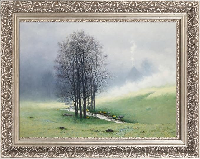Open Back Wood Frame for 24x30 Canvas Oil Paintings, 2.4” Wide Silver Ornate Art Frame for Portrait Landscape Abstract Artwork, New Home Wedding Gift (No Glass Cover&Backboard)