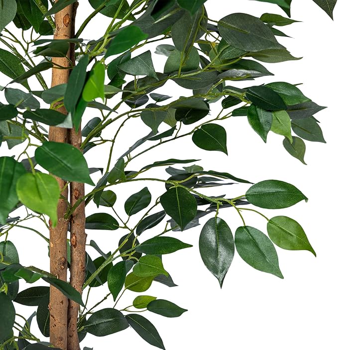 HAIHONG 2Packs 5FT Artificial Ficus Trees with Realistic Leaves and Natural Trunk, Faux Ficus Tree with Sturdy Plastic Nursery Pot, Fake Ficus Tree for Office Home Farmhouse for Indoor Outdoor Decor