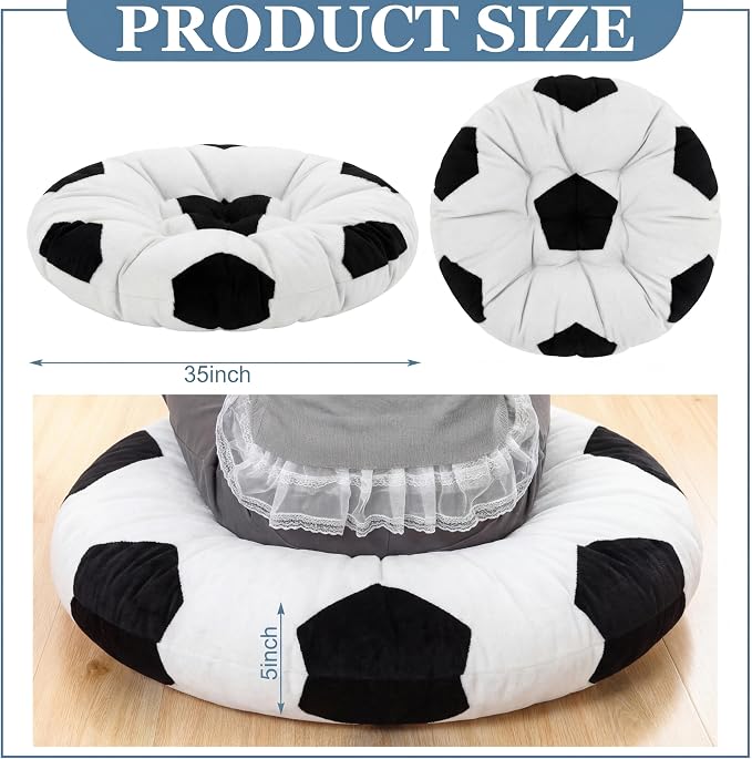 Funnymoom Soccer Party 2026 Decorations 35 Inch Extra Large Soccer Ball Floor Cushion Round Meditation Floor Cushion World Party Pillows Seating Sports Gifts for Adults for Reading Yoga Room Decor