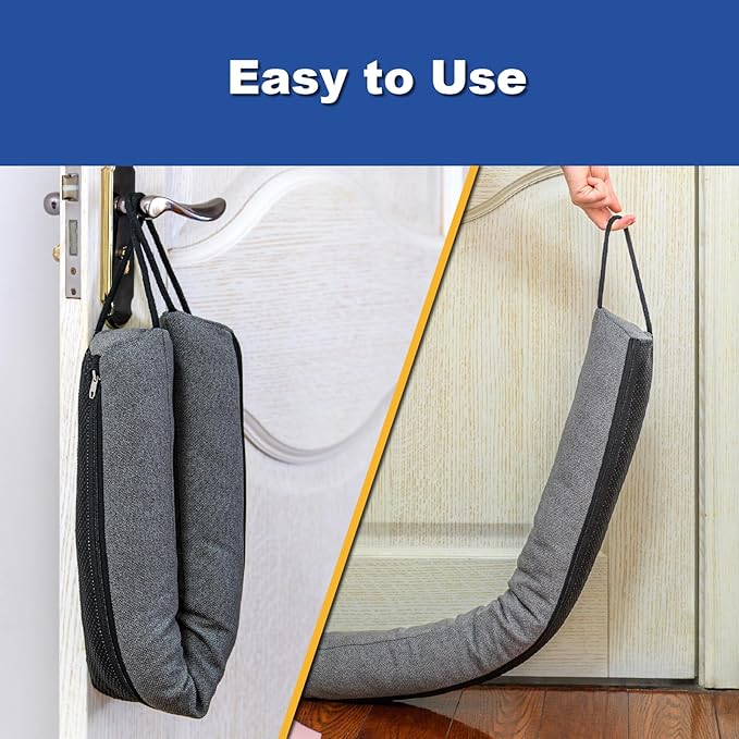 YOUFi 36 Inch Weighted Door Draft Stopper, 3.5lb Heavy Under Door Draft Blocker, Self-Resetting Gap Filler Seal Blocks Cold, Hot Air, Noise, with Non-Slip Bottom, Machine Washable Cover