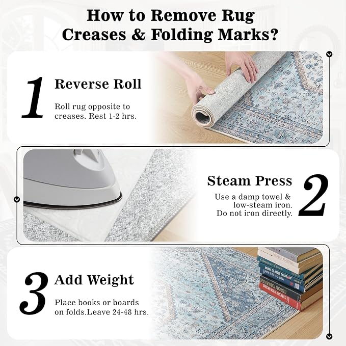 DCX Machine Washable Blue and Beige 2x6 Runner Rug, Non Slip Stain Resistant Vintage Floral Long 6ft Floor Runner for Hallways Kitchen Bathroom and Entryway, Soft Low Pile Carpets