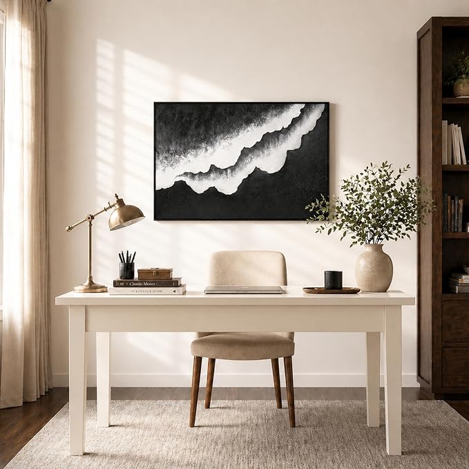 CCPEAR Ocean Wave Abstract Wall Art 32x48 Inch, Large Wall Art with Frame for Living Room Bedroom Office Modern Coastal Wall Decor Artwork Decoration