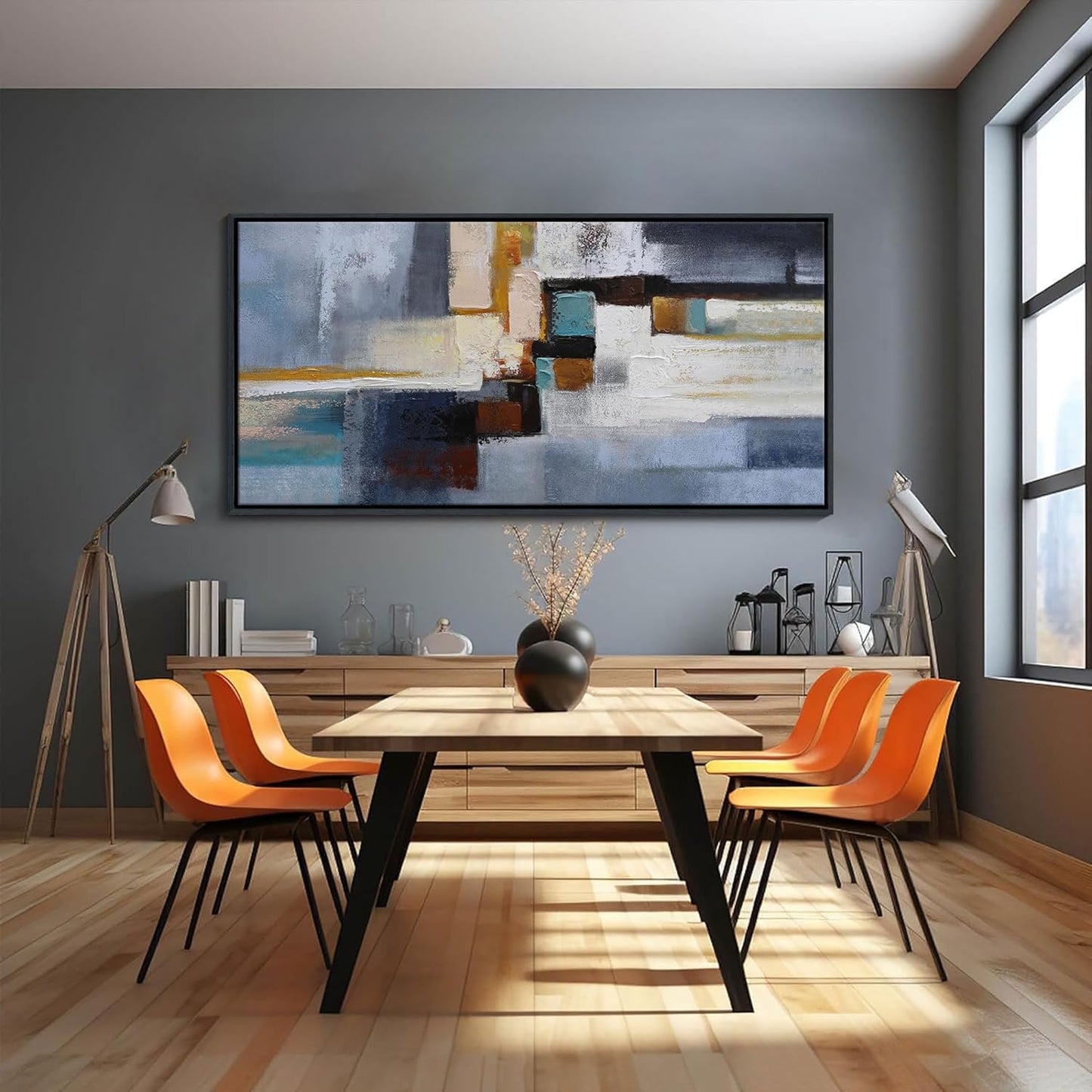 KLAKLA Large Canvas Wall Art - Modern Abstract Picture Artwork for Wall Black Frame Wall Art for Living Room Bedroom Office Painting Art