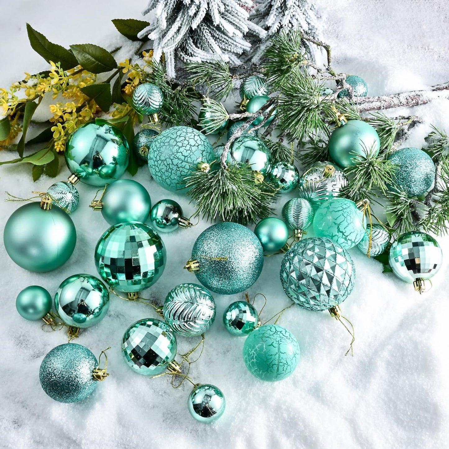 LANGXUN 36pcs Peacock Christmas Tree Decorations Balls, Bolas De Navidad, 2025 Christmas Decor, Indoor Outdoor Shatterproof Christmas Ornaments, Xmars Party Wedding Suppiles