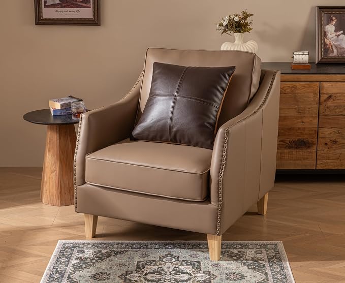 Full Grain Leather Throw Pillow Cover (20" x 20") (Coffee) | Cowhide Sofa Cushion Case Thick Genuine Leather Throw Pillow for Living Room Bedroom and Home Office, Pack of 1, Cover Only