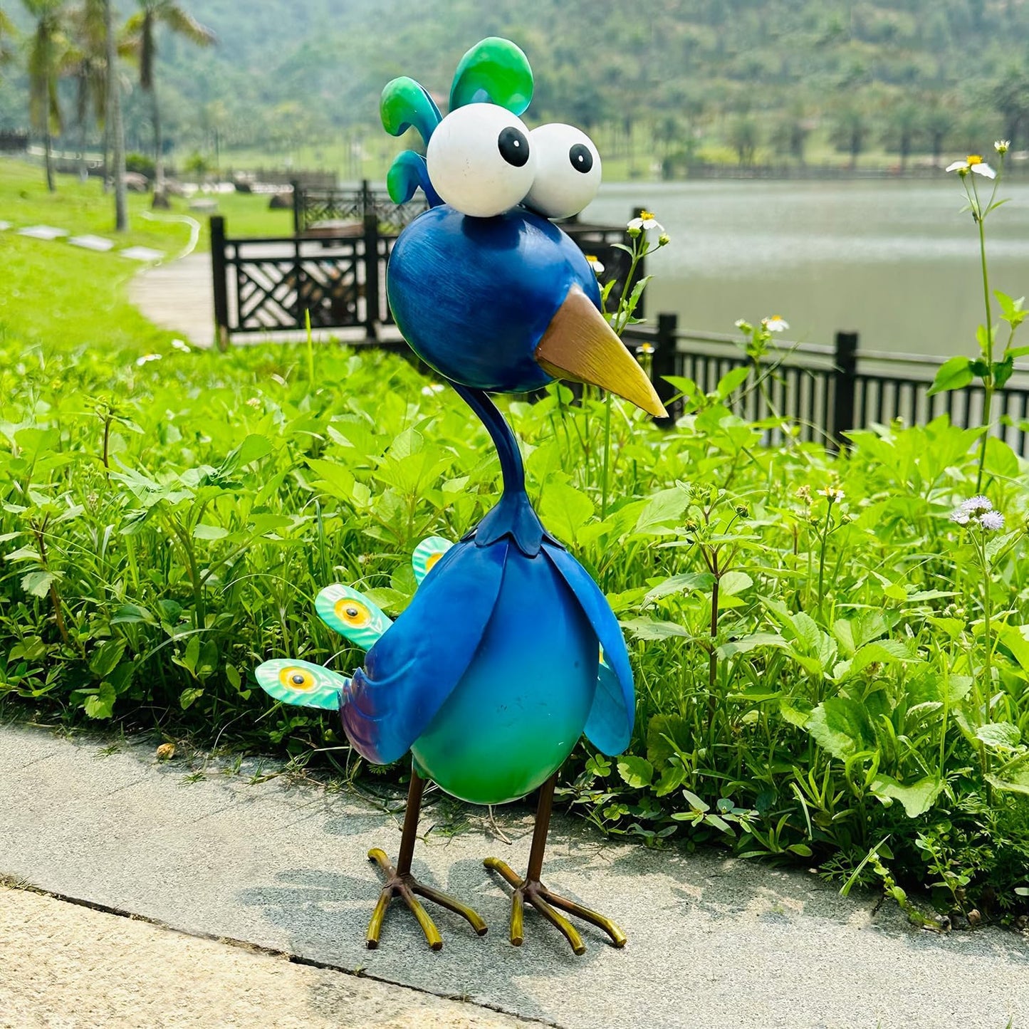 Kircust Peacock Decor Metal Yard Art Outdoor Statues Lawn Decorations Outside Garden Peacocks Decoration for Home