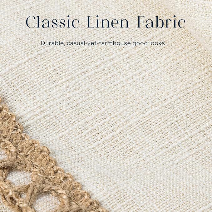 Phantoscope Pack of 2 Farmhouse Decorative Throw Decorative Pillow Cover Burlap Linen Trimmed Tailored Edges Off White, Plain, 12 x 20 inches, 30 x 50 cm