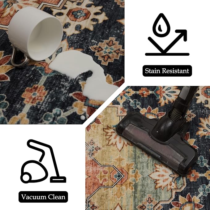 Ruaruarug Washable Area Rug Runner 2×6 for Kitchen Living Room Bedroom, Ultra Soft Non Slip Stain & Fade Resistant, Pet & Kids Friendly, Suitable for High Traffic Areas Easy to Clean, Maroon