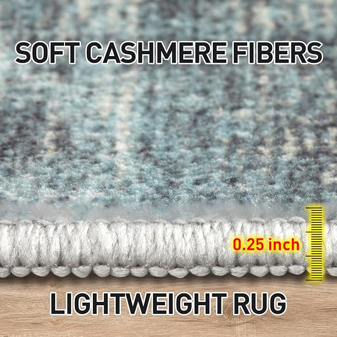 9x12 Area Rugs Washable Rug: Modern Abstract Living Room Rug Soft Anti-Skid Thin Carpet Indoor Floor Non-Shedding Carpets for Bedroom Dining Room Farmhouse Nursery Home Office Green Multi