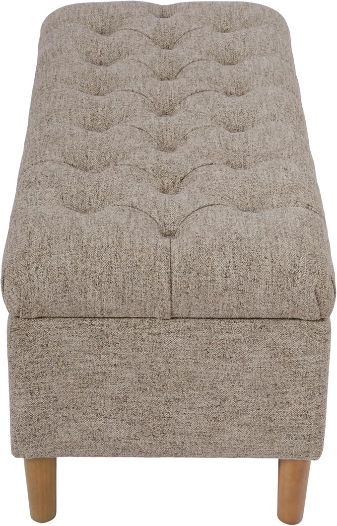 HomePop 40" Ainsley Button Tufted Storage Bench - Midtone Gray