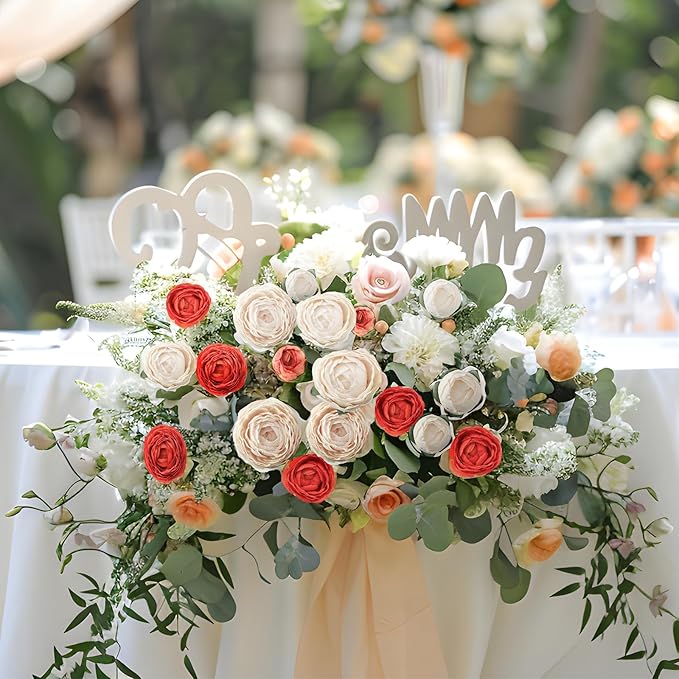 6Pcs Realistic Orange Silk Ranunculus Artificial Flowers Long Stems, 23.6" Tall Fake Flowers Faux Flowers Suit for Year-Round Home Decoration, Wedding, Bridal Bouquets, Office