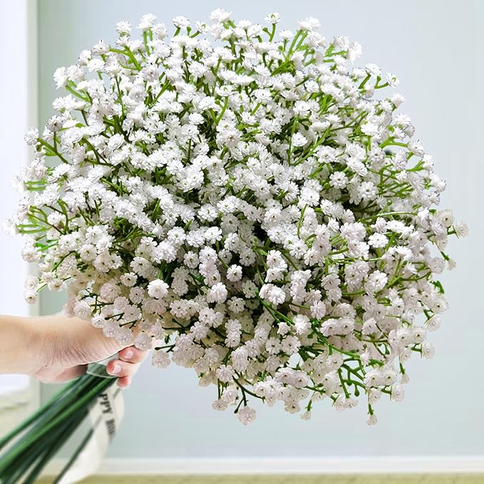 36 Pcs Babys Breath Artificial Flowers, Baby Breath Flowers Artificial Bulk Long Stem Fake Babies Breath Faux Gypsophila White Flowers Artificial for Decoration (No Eucalyptus Stems)