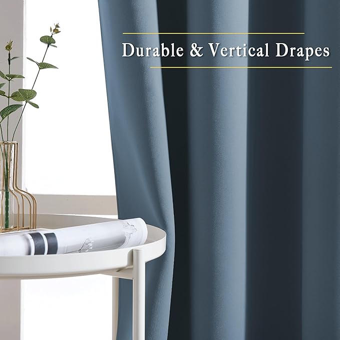 NICETOWN Smoky Blue Doorway Curtains 78 inches Long, Grommet Privacy Door Curtains Room Darkening Thermal Window Treatments for Bedroom/Living Room, 2 Panels, W52 x L78
