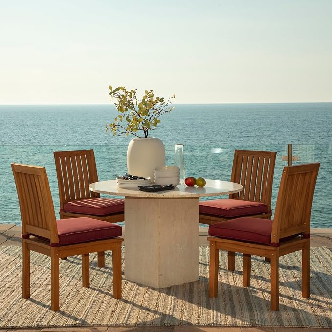 Arden 19 x 19 Luxury Foam Outdoor Double Welted Dining Seat Cushion, Made with PROFOAM, Performance Fabric, Rain-Proof, Fade Resistant, Chili Pepper Red Woven Solid