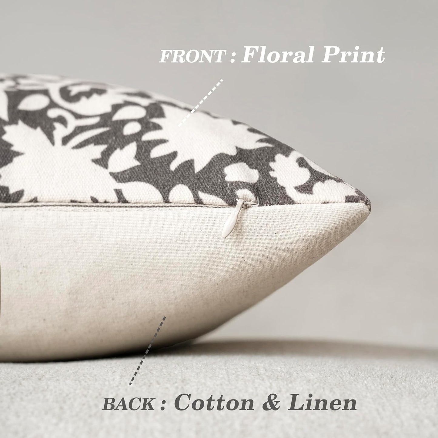 Foindtower Set of 2 Decorative Long Body Lumbar Throw Pillow Covers Accent Farmhouse Cushion Covers Boho Floral Pillowcase for Couch Sofa Bedroom Living Room Home Decor Outdoor,14×36 Inch,Rustic Gray