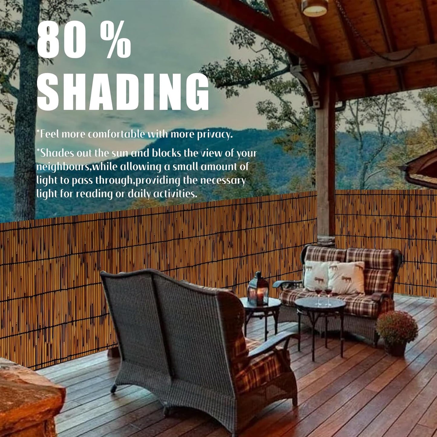 2PACK Natural Reed Fencing 6FT X 16.4FT Reed Fence 6FT High Balcony Reed Fence Privacy Reed Screen for Outdoor Backyard Patio(Brown)