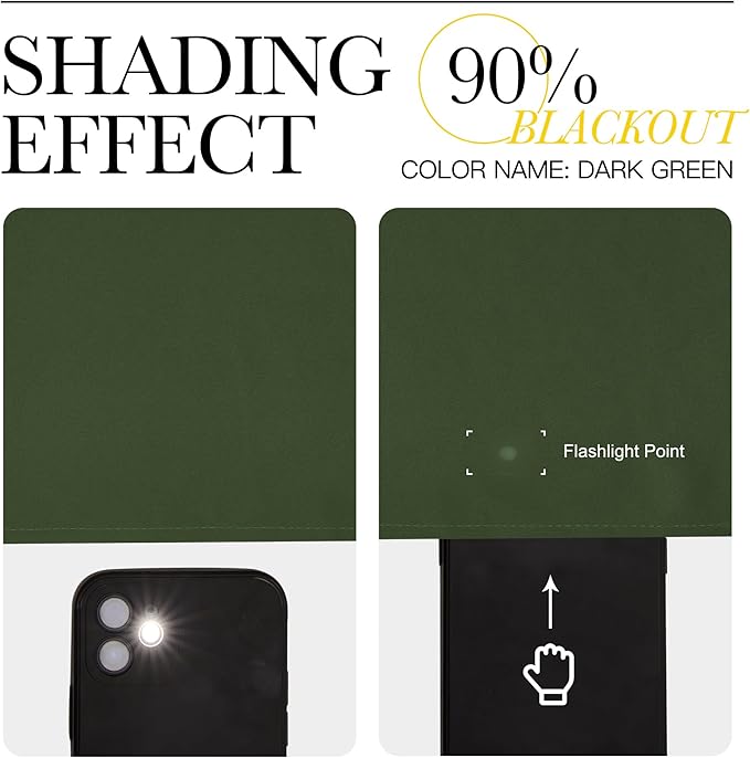 NICETOWN Dark Green Blackout Cafe Satin Curtains for Small Windows, 42" Wide by 63" Long, 2 Panels, Rod Pocket Noise Reducing Faux Silk Blackout Drapes for Dining Room