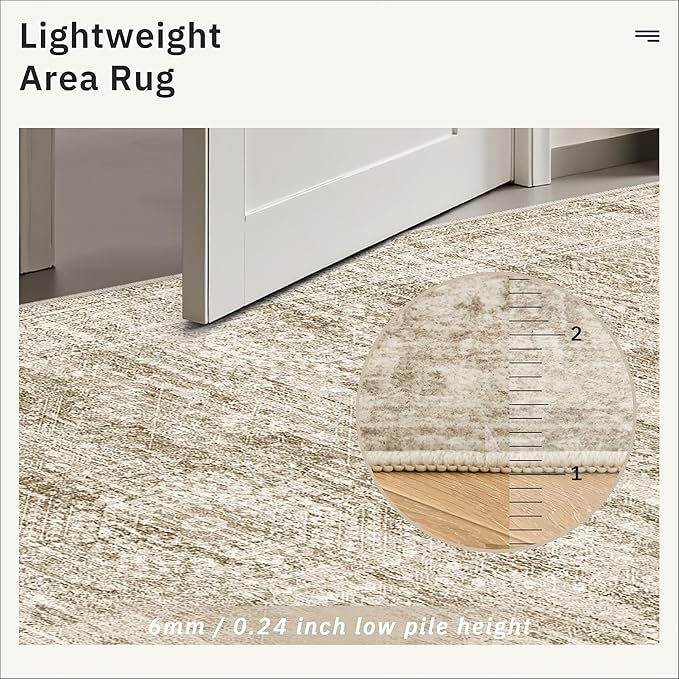 Soalmost Runner Rug 2'x8' Washable Non-Slip Runner Rugs for Kitchen Bathroom Laundry Room Brown Vintage Floor Carpet Runners for Hallway Entryway