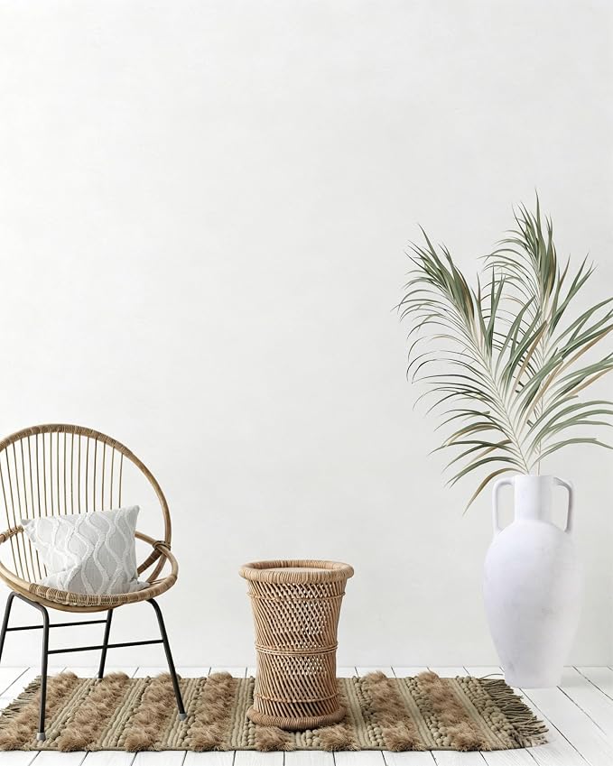 UPWOIGH 20.5in Ceramic Floor Vase with Handles | Hand-Painted Glaze Craft, Pure White Finish, Light Black Speckled Accents, Rustic Farmhouse Décor, Gift 1 Pack
