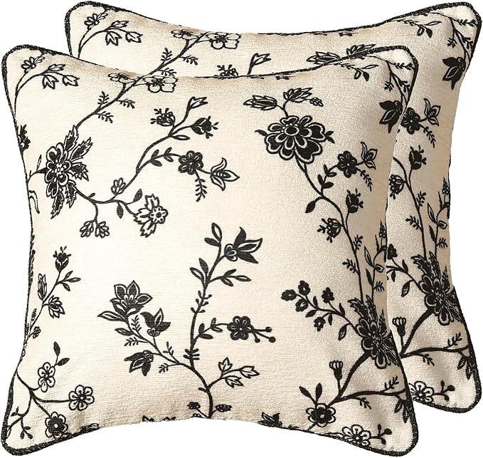 bilin gaier Designer Linen Throw Pillow Covers,18"x18" Set of 2-Callalily A | Square Pillow Cover,Concealed Zipper Design,Floral Pattern,Sofa,Bedroom,Living Room,Lounge Chair,All Season Home Decor