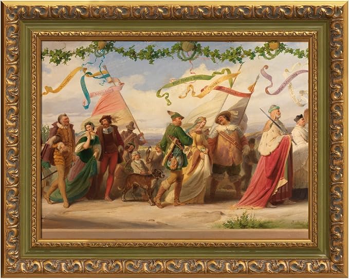30x40 Canvas Frame for Personalized Family Animal Memorial Portraits, DIY Wood Open Back Wall Frames for Abstract Landscape Oil Paintings Hallway Bedroom, No Glass & Backing (Green Gold)