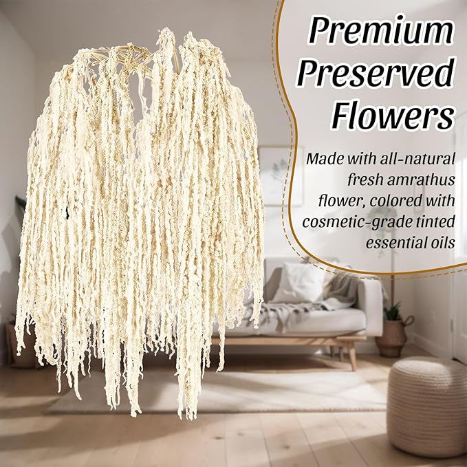 Suncalla 12 Pcs Beige Spring Natural Dried Amaranthus Hanging Flowers Amaranthus Artificial Flowers for Wedding Arch Bouquet Floral Garland Wall Home Decoration (45 Inch)