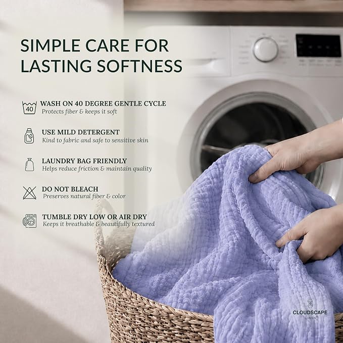 CLOUDSCAPE 4 Layer Muslin Blanket for Adults - 100% Cotton Throw Blanket, 50"x70" Oversized Gauze Throw for Sofa, Couch -Soft Lightweight Breathable Muslin Cotton Comforter for Summer - Lavender Blue
