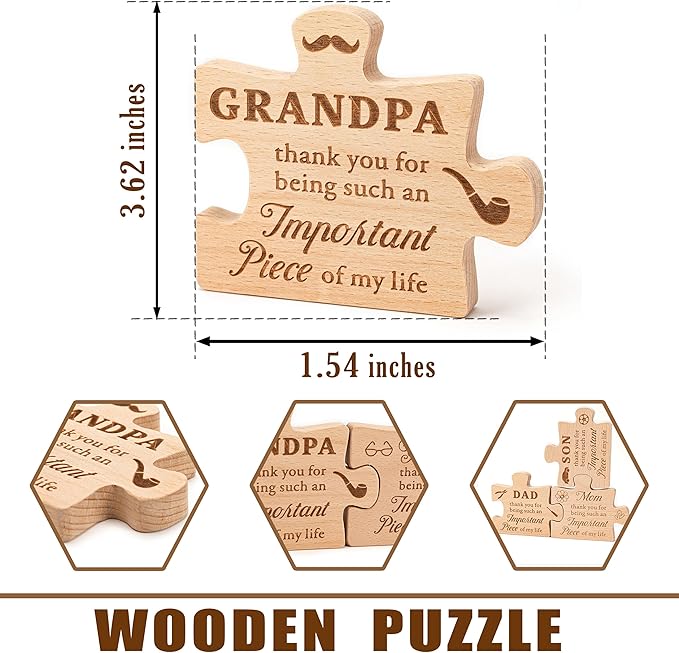 Engraved Block Puzzle Gifts For Grandpa, Grandpa Birthday Gifts, Father's Day Gift Ideas, Home Decor Living Room, Fathers Day Gift From Granddaughter, Grandson (Grandpa)