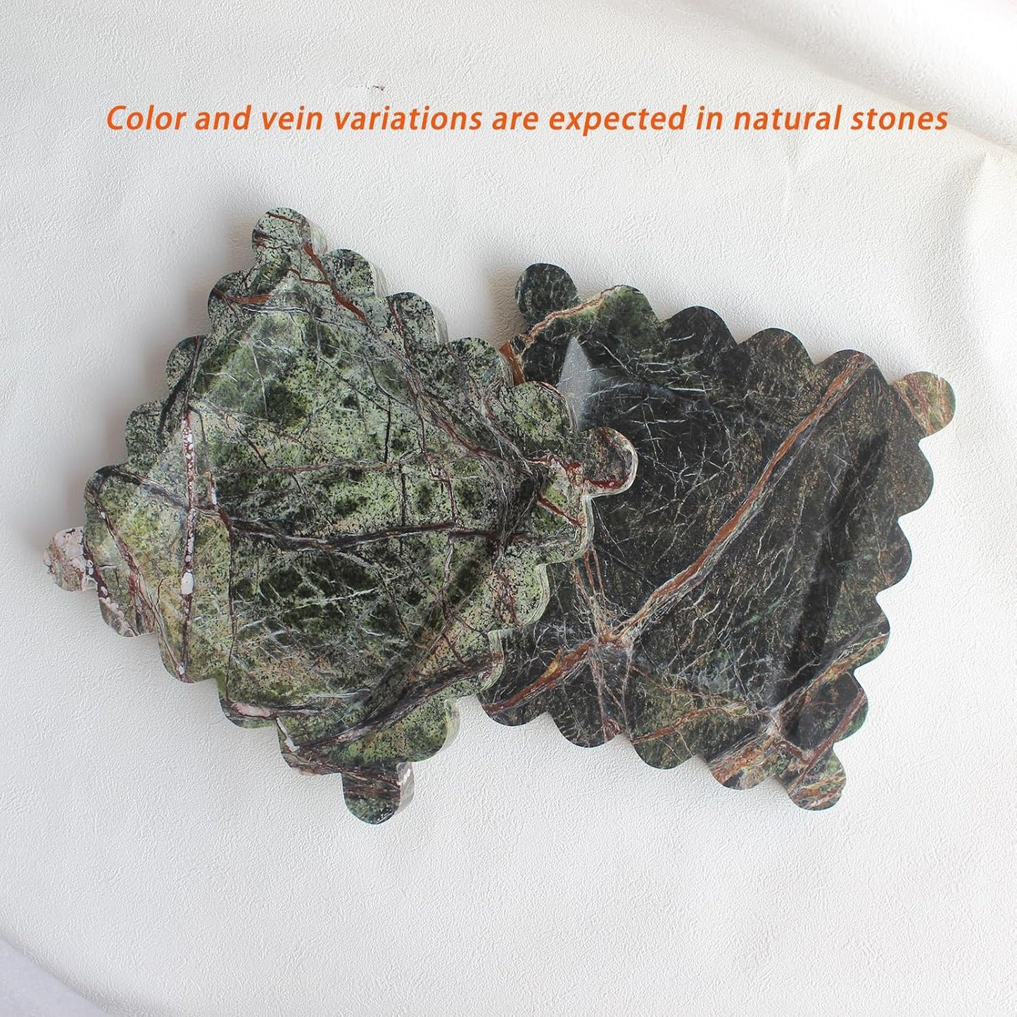 Natural Luxury Marble Tray with Scalloped Edge, Handmade Square Decorative Tray, Catch All Tray for Counter, Dresser, Nightstand and Home Décor (Rain Forest Green)