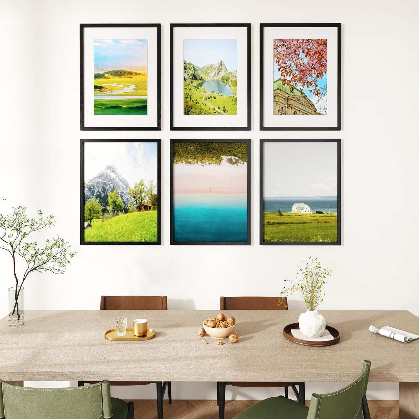 IBUYKE 18x24 Picture Frame,Solid Oak Wood 18x24 Photo Frame with Mat to 16x20,18x24 Picture Frames With Tempered Glass,Wall Mount Display,Home Decor,Black Oak 24 x 18 Frame,UWPF1824B