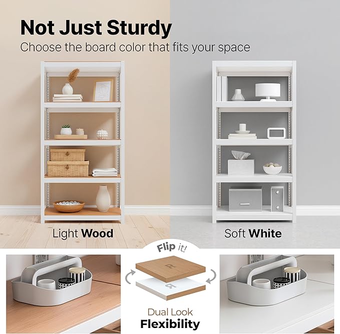 HOMEDANT House 5 Tier 24.1" W Laminated Metal Shelving Unit Adjustable Storage Utility Rack Heavy Duty Shelves Organization Multipurpose Shelf Kitchen Garage Pantry Closet 1 Pack