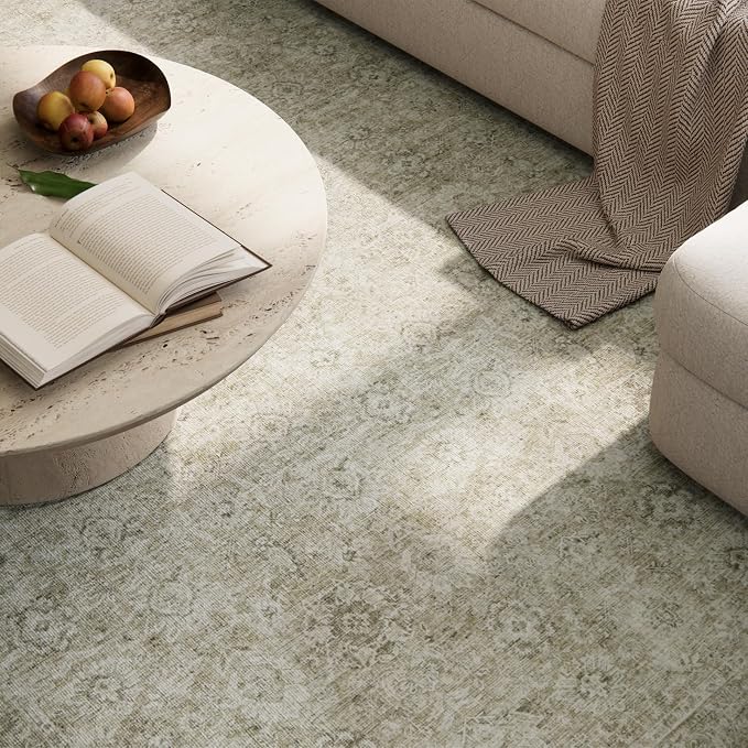 Washable Rugs for Living Room: 10x14 Area Rugs for Bedroom Ultra Soft Non-Slip Stain Resistant Vintage Boho Large Carpet for High-Traffic Dining Room - Farmhouse Decor