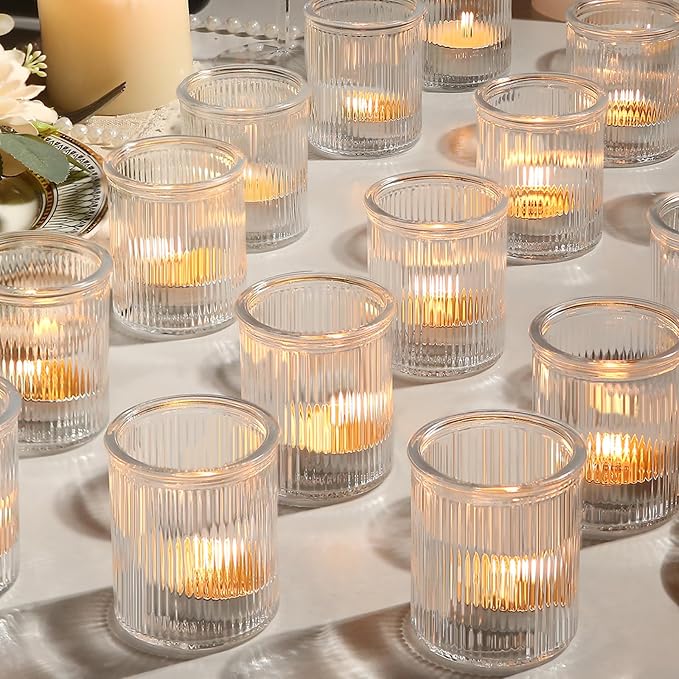 36pcs Votive Candle Holders - Clear Votives Glass Tea Light Candle Holders Bulk, Tea Lights Candles Holder for Home Party Wedding Decoration & Gift (Clear)