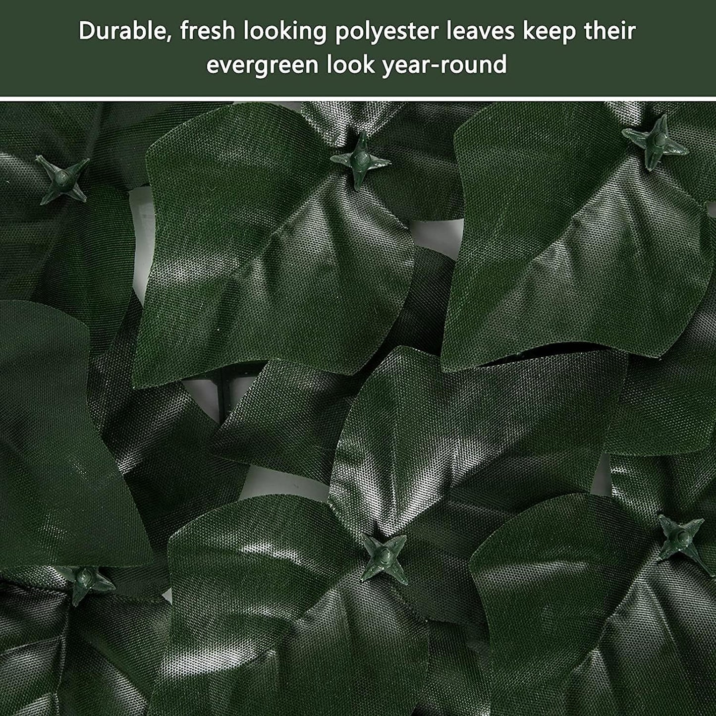 Faux Ivy Fence Privacy Screen Outdoor Expandable Artificial Greenery Roll Fake Hedge Wall Patio Green Plastic Leaf Plant Vine Grass Panels Gate Covering for Garden Yard Balcony (100x60 in)