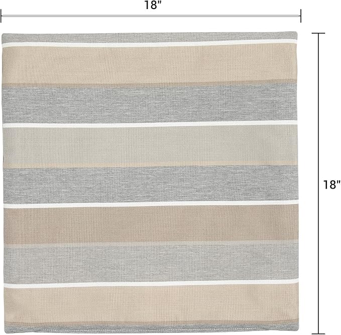 FUNHOME Waterproof Outdoor Throw Pillow Covers Set of 2,Home Decor for Garden Patio Furniture,Couch,Sofa 18 x18 Inch Decorative Pillows Cover Only,NO Insert(Gray Stripe)