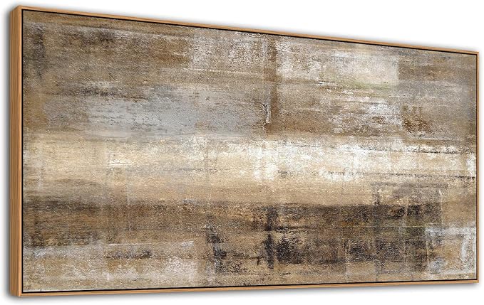 yearainn Abstract Wall Art Large Canvas Picture Modern Brown Canvas Painting Artwork Abstract Canvas Prints Wall Decoration for Living Room Bedroom Office Home Wall Decor Framed Ready to Hang 29x58in