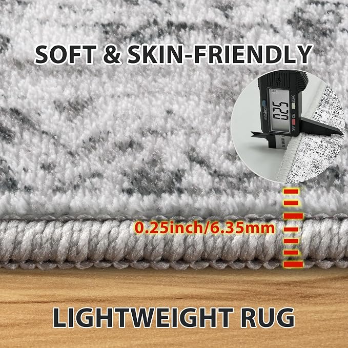 5x7 Area Rugs for Living Room Rug Washable: Abstract Rug for Dining Room Bedroom Carpet Non Slip 5 by 7 Indoor Modern Nursery Home Office Grey