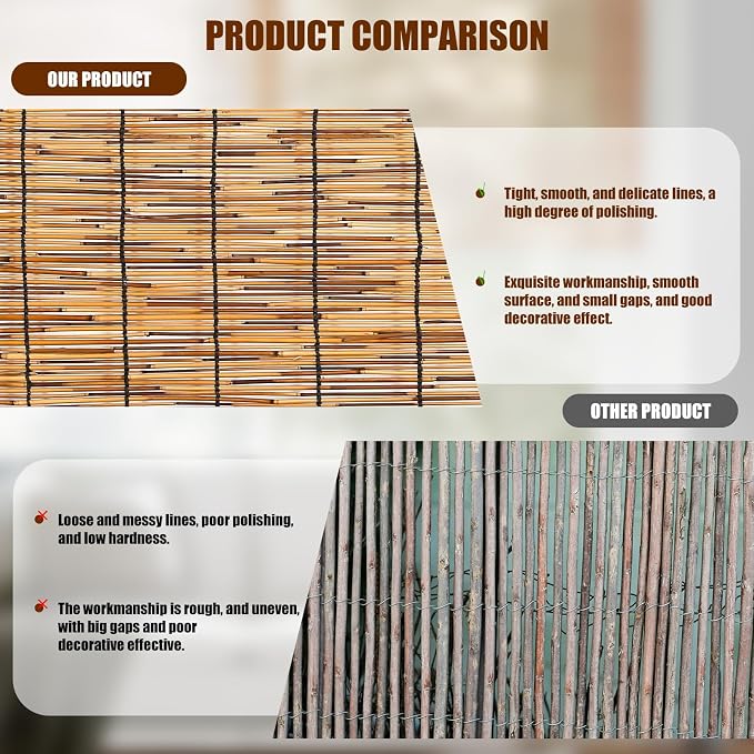 Reed Roller Blinds Shades, Vertical Lifting and Breathable Waterproof Design, Sun Shade and Ventilation, Easy Installation,36" Wx72 H