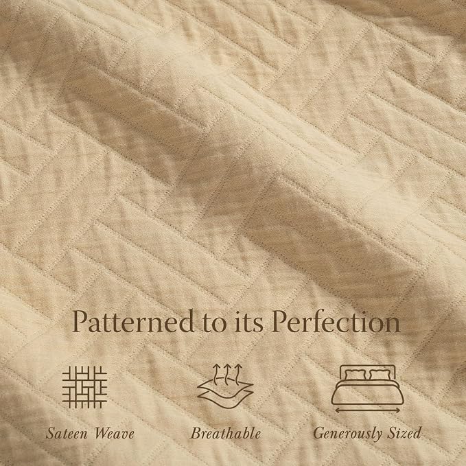 Threadmill Luxury Cotton Blankets for Queen Size Bed | All-Season 100% Cotton Queen Size Blanket | Criss Cross Jacquard Cozy Lightweight, Soft Breathable Coverlet fits Full Size Bed, 90x92 | Beige
