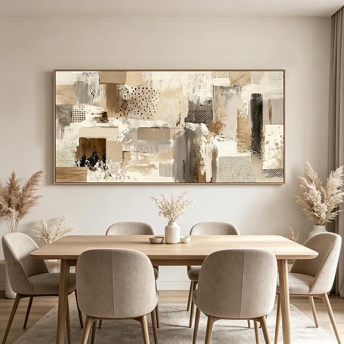 The Mode Art Abstract Wall Art Neutral Earthy Tones Canvas Prints with Mixed Textures Modern Framed Gallery Art for Living Room Bedroom Contemporary Boho & Industrial Decor 30x58inch
