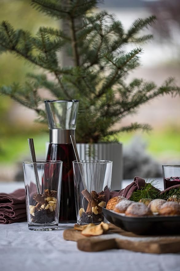 Rosendahl Grand Cru 30.4 oz. Water Carafe - Transparent Glass Pitcher with Stainless Steel Accents, Dishwasher Safe, Lead-free Modern Drinkware, Versatile Kitchen Accessory for Stylish Table Settings