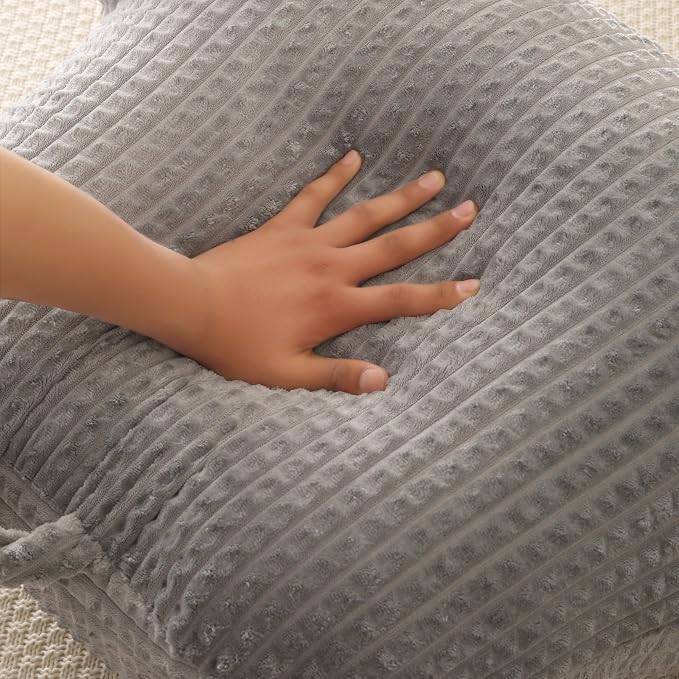 Reading Pillow with Arms for Bed Sitting,Gray Flannel | Large Supportive Backrest with Arms Helps Ease Neck,Shoulder & Arm Strain While Gaming Reading or Watching TV