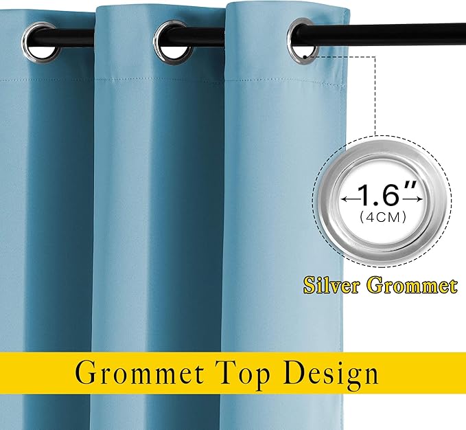 NICETOWN Room Darkening Curtains for Living Room - Easy Care Solid Thermal Insulated Grommet Room Darkening Curtains/Panels/Drapes for Bedroom (2 Panels, 66 by 66, Teal Blue)